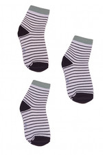 Kids 3-Pack Black  White Striped Socks   Size 8-12   NWOT