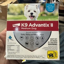K9 Advantix ll Medium Dog 11-20 Lbs. 1 Dose Elanco New