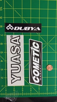 DUBYA YUASA Cometic Gasket Sticker Decal Lot Vinyl Racing Motorcycle Car Logos
