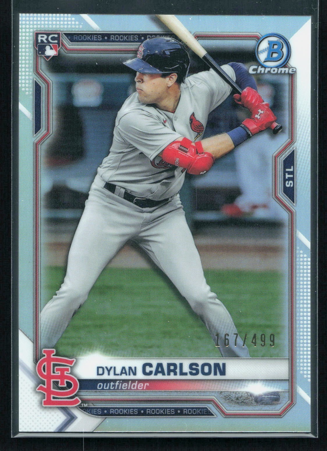2021 Bowman Chrome Refractors #45 Dylan Carlson #/499 RC