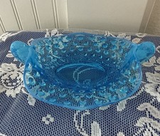 Fenton Blue Opalescent Hobnail Bon Bon Dish  Aqua Art Glass Candy Bowl