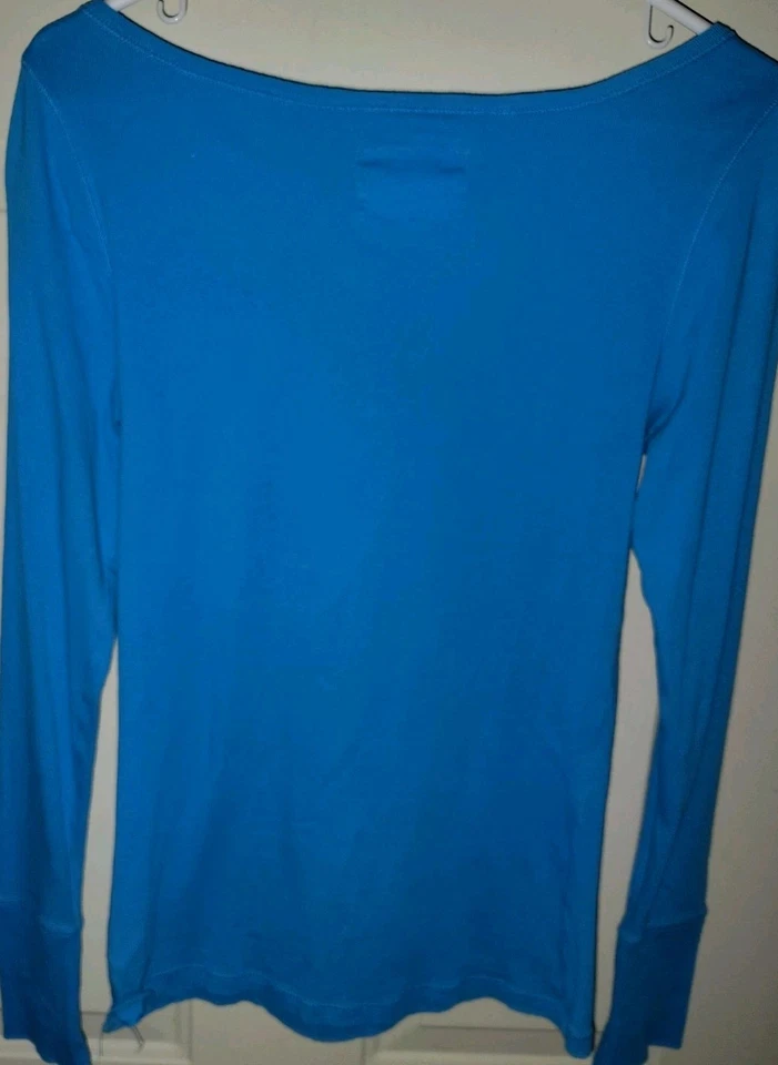 Aeropostale Mujer Elástico Azul Manga Larga Cuello Redondo Camiseta L Foto 4 de 4