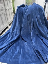 Vintage Cotton Velvet Curtains, Blue, XX Wide 112"W x 60 " L, & Swags (MLot 1,2)