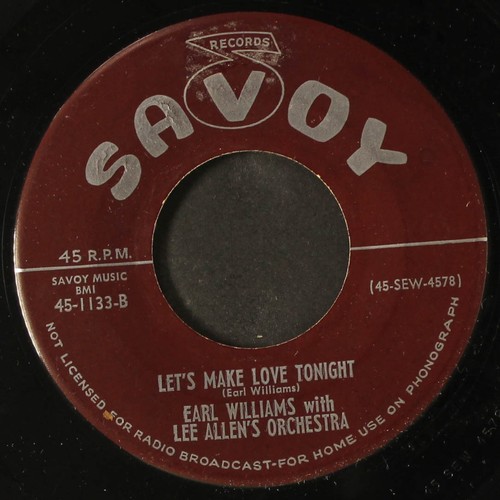EARL WILLIAMS: let's make love tonight / i can't go on SAVOY 7" Single 45 RPM - Picture 2 of 2