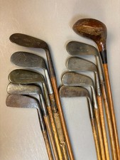 Antique Vtg Lot 10 20s 30s Hickory Shaft Golf Clubs Royal Steel King Burke 9A