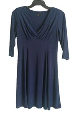 Womens Tiana B Med Navy Blue Knit Knee Length Dress