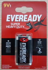 EVEREADY SUPER HEAVY DUTY 9V BATTERY CARBON ZINC FOR SMOKE ALARM RADIO TOY