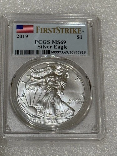 2019  Silver Eagle PCGS MS69 ~~ First Strike Flag Label ~~ No Spots ~~ (828)
