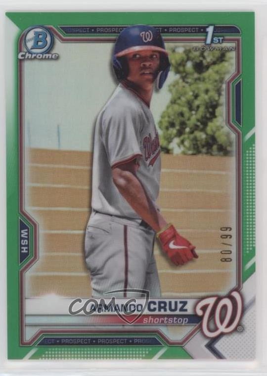 2021 Bowman Chrome Prospects Green Refractor 80/99 Armando Cruz #BCP-247 0y89