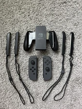 Nintendo Switch Authentic Joy Con Pair Left + Right w/ Controller Grip - Black