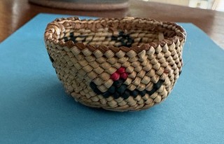 Makah Nootka Grass And Cedar Basket Mini Size