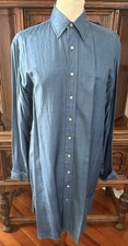 RALPH LAUREN Blue Label 100% Silk Blue Button Down Shirt Dress Lightly Textured