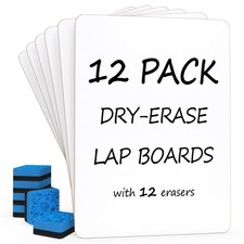 12 Pack Small Double Sided Whiteboards 9x12 with Erasers Classroom Set