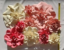      10pcs 3D Pink Paper Flowers   Handmade Wall Backdrop Decor  