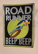 Open Road Brands Beep Beep Road Runner Black Embossed Tin Sign 10" x 12"