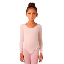 Danskin Childs L 12-14 Leotard Petal Pink Long Sleeve Scoop Neck Dance