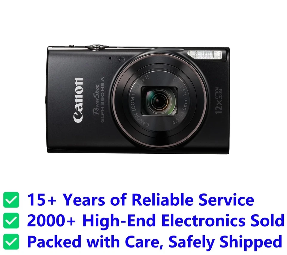 Canon PowerShot ELPH 360 HS A 20.2MP FHD Digital Camera (Black) - BRAND NEW ✅