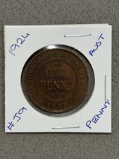 🟩1924 PENNY MINTED MELBOURNE PERTH🟩AUSTRALIA ONE PENNY KING GEORGE V #J9🟩