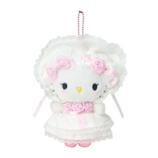 Sanrio Plush doll Keychain Hello Kitty WHITE FRILL Japan