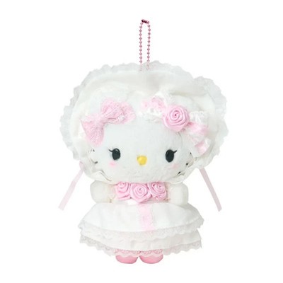 Sanrio Plush doll Keychain Hello Kitty WHITE FRILL Japan