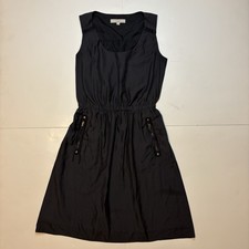Ann Taylor LOFT Size 4 Black Sleeveless A Line Dress with Zipper Pockets.