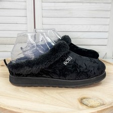 Skechers BOBS Keepsakes Delight Fur Trim Velvet Slipper Clogs Black 7