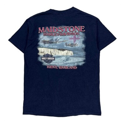 Freedom Loud And Clear Harley Davidson Graphic T-Shirt - Small Blue Cotton