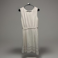 White Calvin Klein Dress With Belt Size 8 Simple Casual Party Business