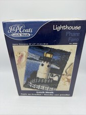 Vintage J P Coats Lighthouse Latch Hook Kit 20"x27" Rug KIT NEW SEALED 88969