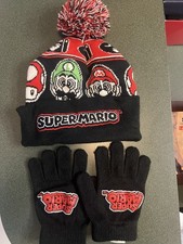 Super Mario Boys' Beanie Gloves Set Youth One Size