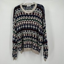 Vintage Men Fair Isle Sweater Size XXL Eclectic Grandpa 90s Retro Nordic Pattern