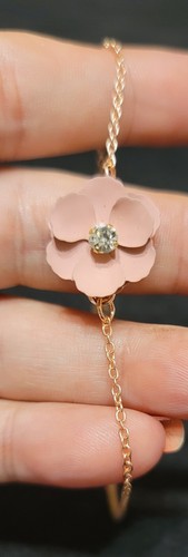 Fiore rosa vintage tono oro rosa con centro strass tg. 8" e 2 Gm B236
