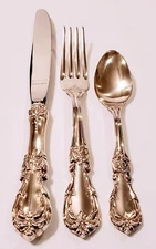 Burgundy Sterling Silver by Reed & Barton 3 Piece Dinner Size Place Setting Set