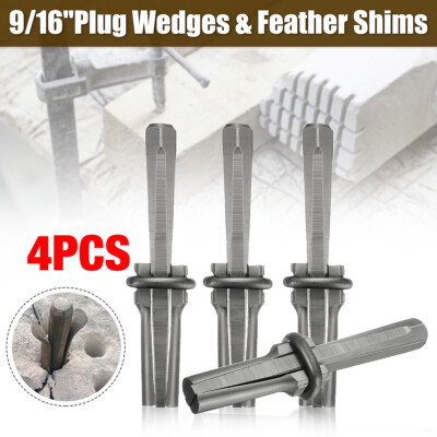 4PCS 9/16'' Plug Wedge Feather Shims Concrete Marble Granite Rock Stone Splitting