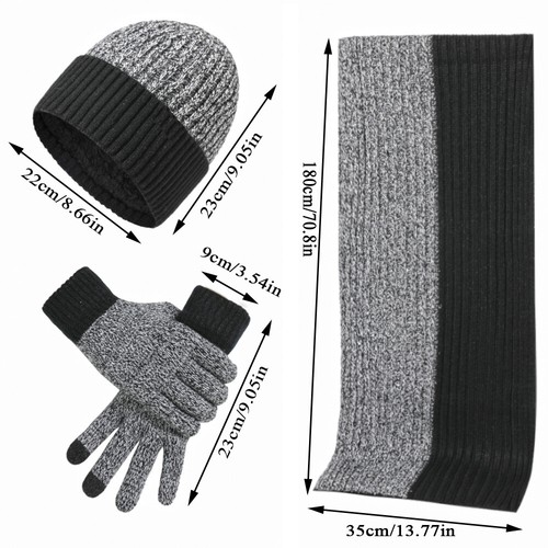 3 Teile/Set Winter Beanie Mütze Schal Handschuhe Outdoor Ski Winddicht Warm Schal Sets- - Bild 5 von 22