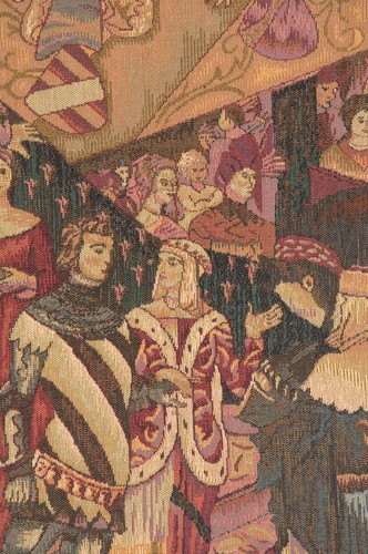 Le Tournai vertikaler französischer mittelalterlicher Ritter gewebter Wandteppich Wandhänger NEU - Bild 5 von 5