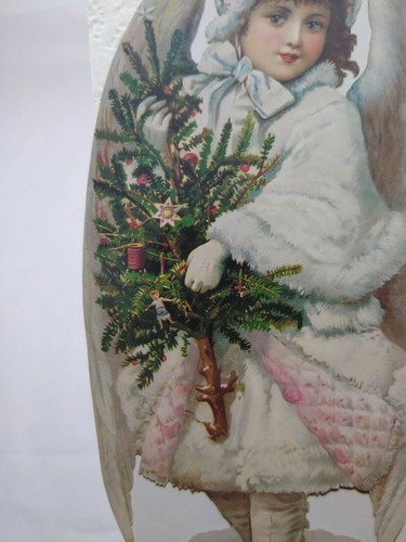Die Cut Vintage Decorazione Natalizia Bambina Albero di Natale Winslow Papers Diecut USA - Foto 11 di 12