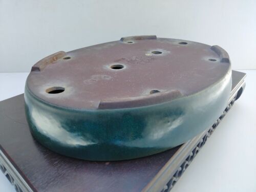 Bonsai Pot Tokoname Shosen Yamaaki Oval Green Glazed Width 45 cm (17.72 in) - Picture 18 of 19