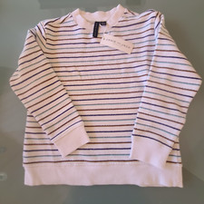 Janie Jack French Terry Boys Pull Over White w/Blue Brown Stripes NWT Size 6