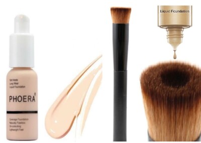 Phoera Liquid Skin Foundation Matte Flawless Full Coverage Face Foundation Brush