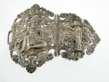 Vintage Unmarked Sterling Silver India Cutch Belt Buckle 48.2 Grams 3.5 Inches