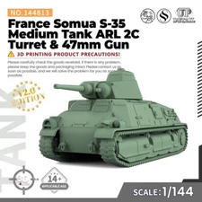 1/144 Military Model Kit France Somua S-35 Medium Tank ARL 2C Turret & 47mm Gun