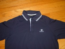 Mens L DORAL Golf Shirt Polo Short Sleeve Large Nylon Spandex Navy Bobby Jones