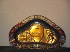 Vintage Illinois Land of Lincoln Color Tin Ashtray