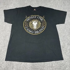 Mossy Oak Short Sleeve T Shirt Men's Size XL Black Graphic Skull Hunting Deer