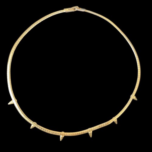 Vintage ? Skurriles goldfarbenes Stachelhalsband 20" Halskette - Bild 2 von 8