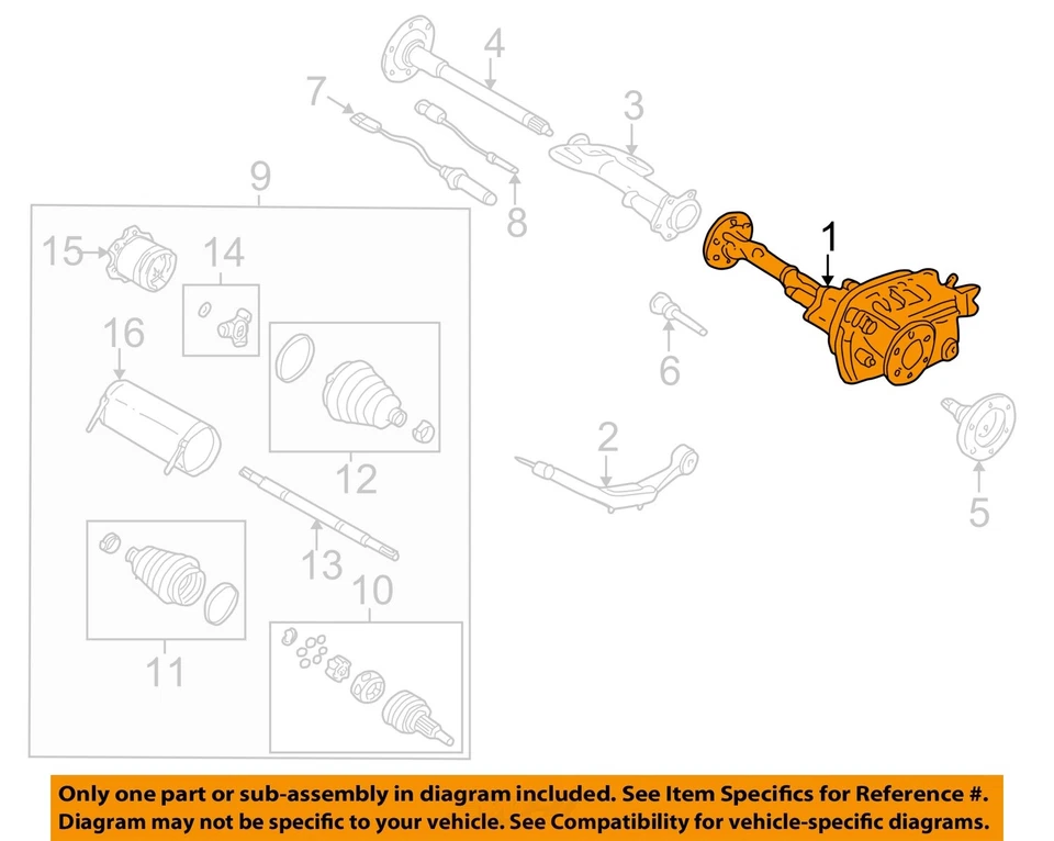 Used Differential Carrier Assembly fits: 2005 Gmc Yukon Front Axle exc. Crew Cab - Imagem 3 de 4