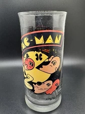 PAC-MAN 6" Drinking Glass Tumbler Vintage '82 Authentic Bally Midway Mfg Co-WRC