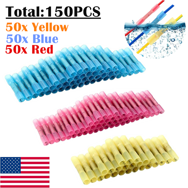 400/200pcs 22-14 AWG Heat Shrink Butt Wire Splice Connectors
