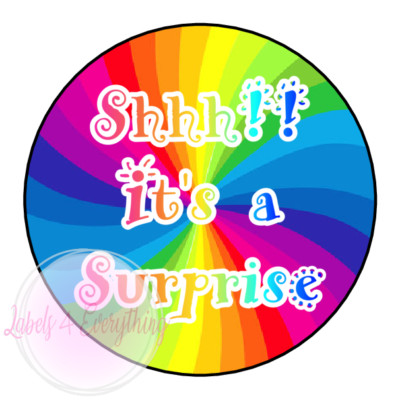 Shhh It's A Surprise Suprise Party Geburtstag Babyparty Henne Aufkleber Regenbogen